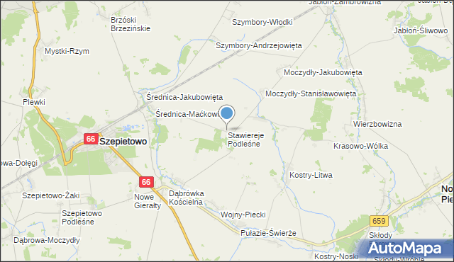 mapa Stawiereje Podleśne, Stawiereje Podleśne na mapie Targeo